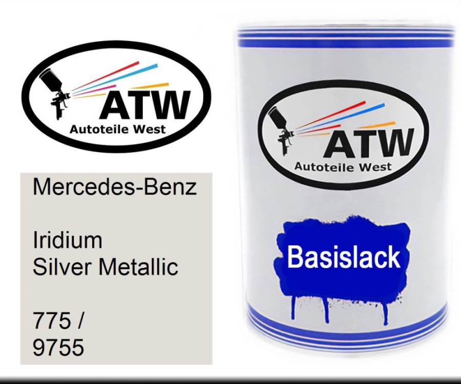 Mercedes-Benz, Iridium Silver Metallic, 775 / 9755: 500ml Lackdose, von ATW Autoteile West.